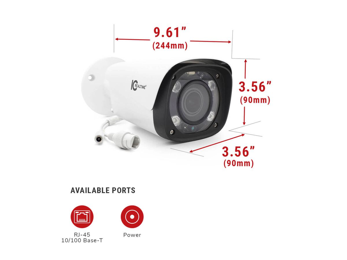 IPEG-B20V-IRW2 - IP Edge Line - 2MP,  In/Out, Bullet, Varifocal, Motor