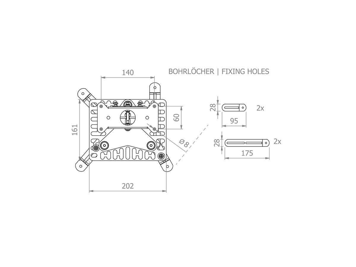 HA BDH - Support plafond proj. 700 mm - 1250 mm
