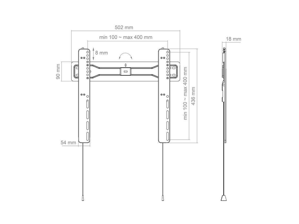 BL Superslim 400 - Fixation fixe 32û55\ Zoll ultra-plate
