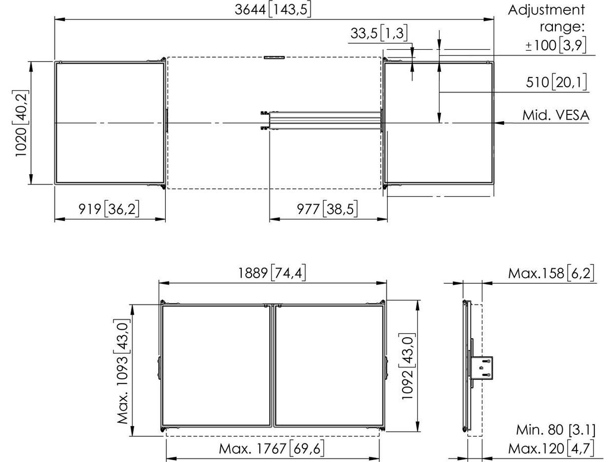 RISE WBS75 - Whiteboard-Set 75" für Rise 4000 Serie
