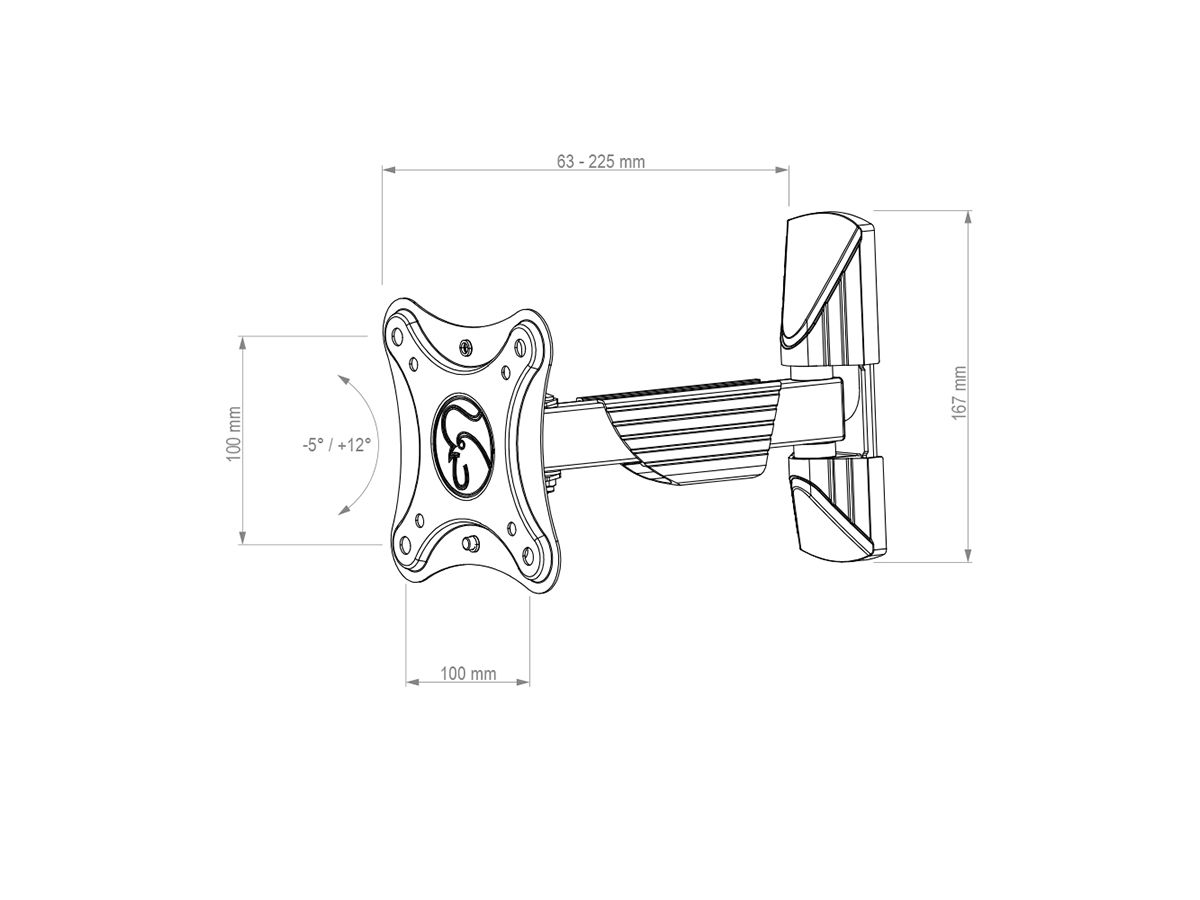 BrackIT XS-I - Fixation mobile 24û32\ Zoll 63û225 mm