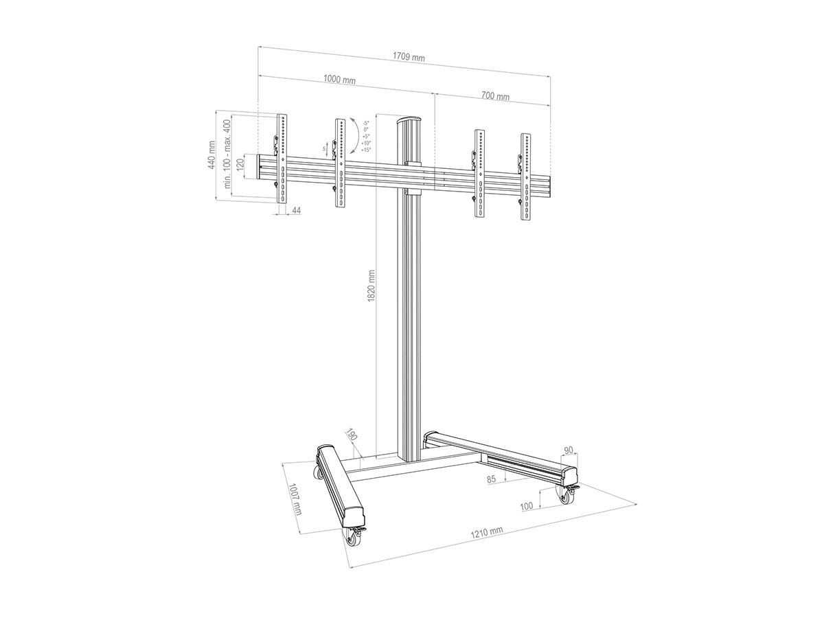 'CPS Mobile Stand Dual 55 - 65''' - 'Standsystem mobil fur 2 Displays 55-65'