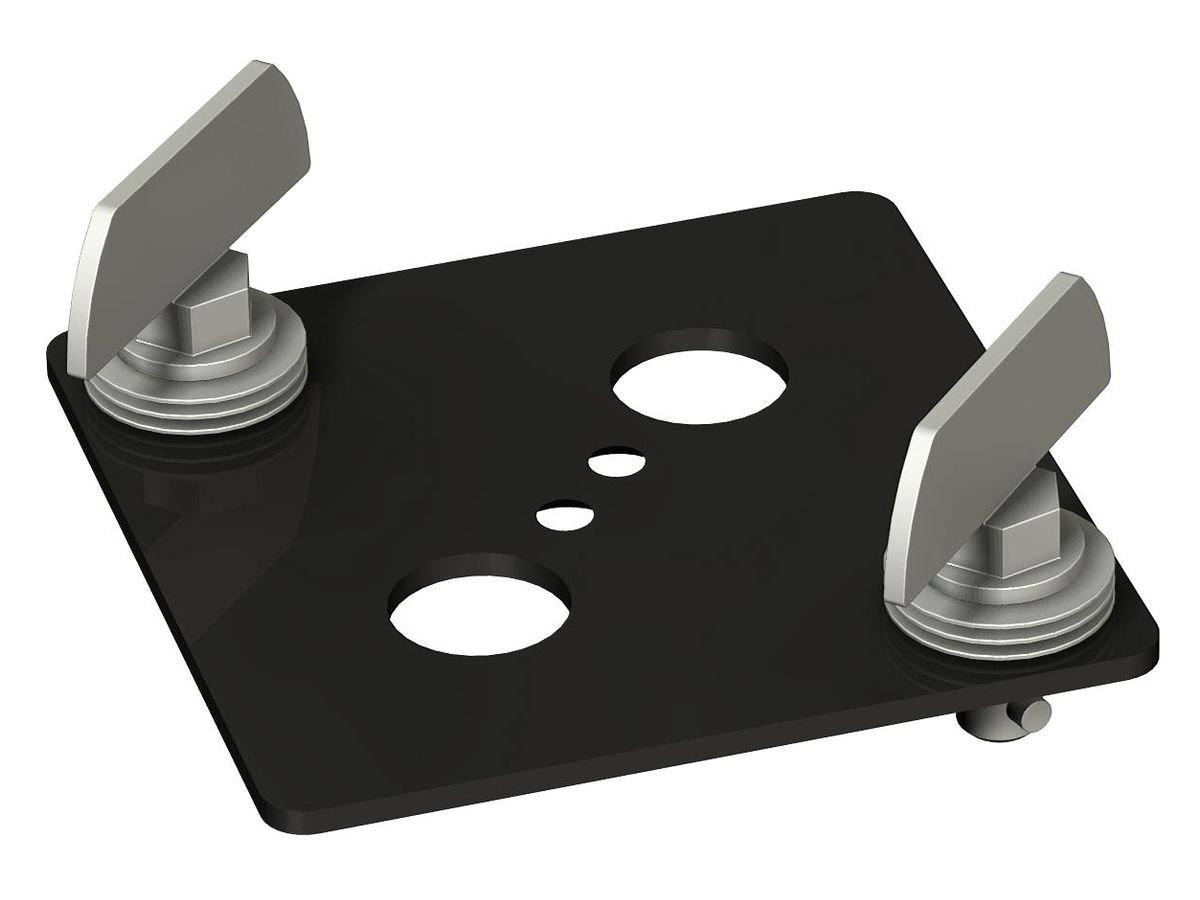 Rental plate with quarter-turn latches