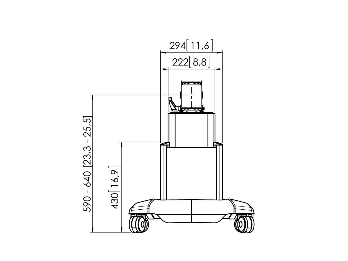PFT 2515 - Trolley pour écran, argent, 59 - 64 cm