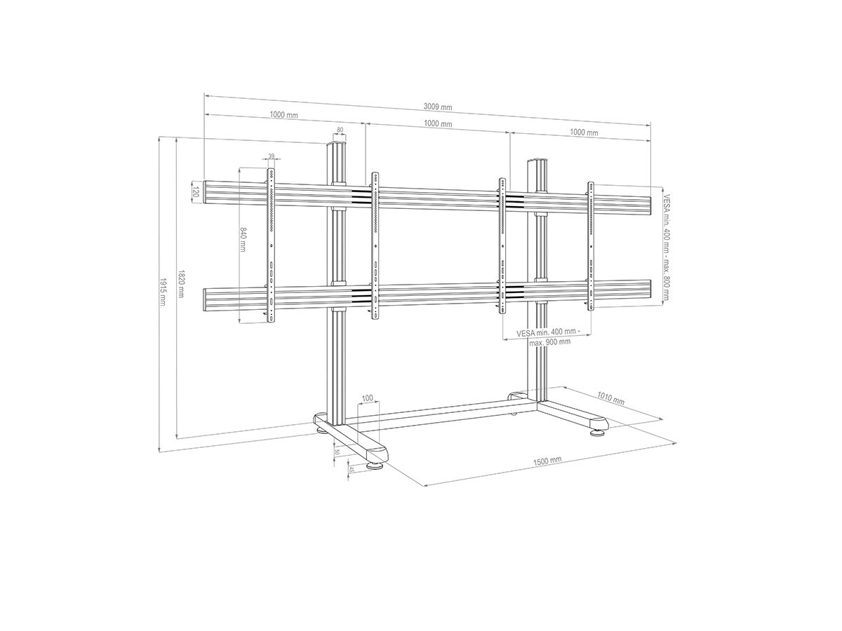 CPS Floorstand Dual 75 - 86 Zoll - Support libre 2x75û86 Zoll
