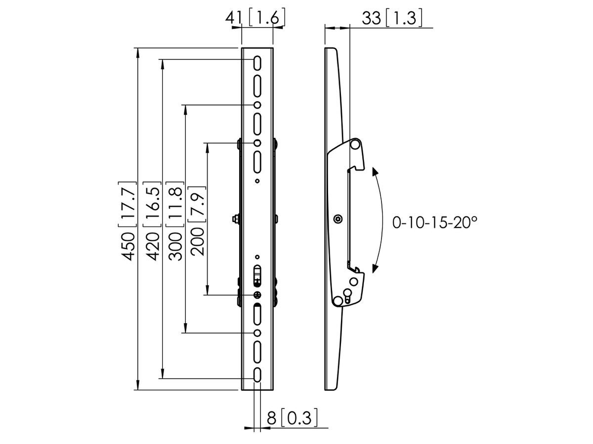 PFS 3304 - Display-Adapterstrips 450 mm, neigbar