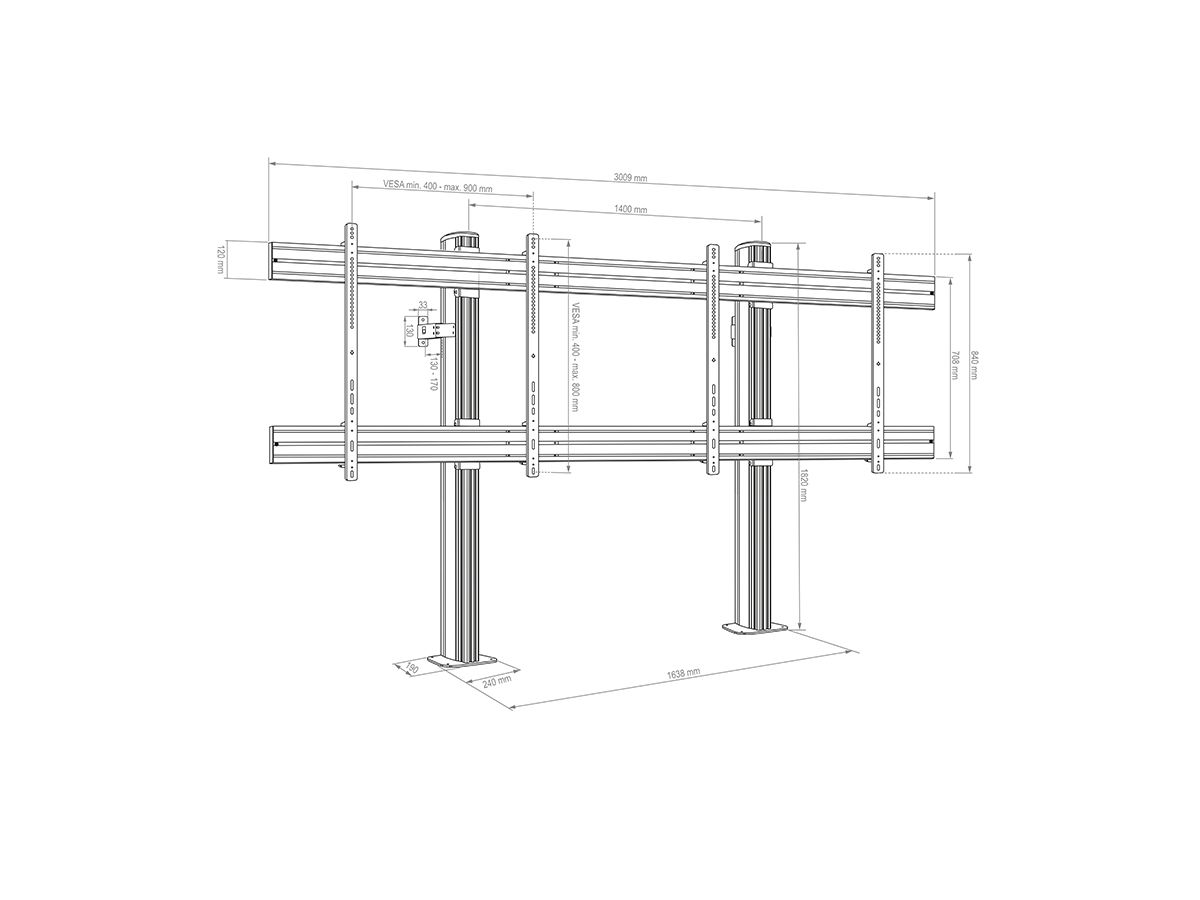 CPS Floor-Wall Dual 75 - 86 Zoll - Support sol-mur 2x75û86 Zoll