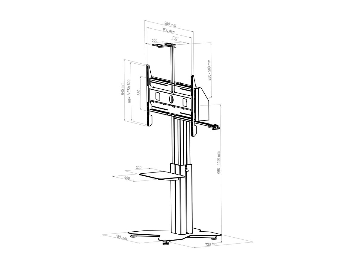 HP Lift Floorstand - Lift libre 55û100\ Zoll VESA 900x600