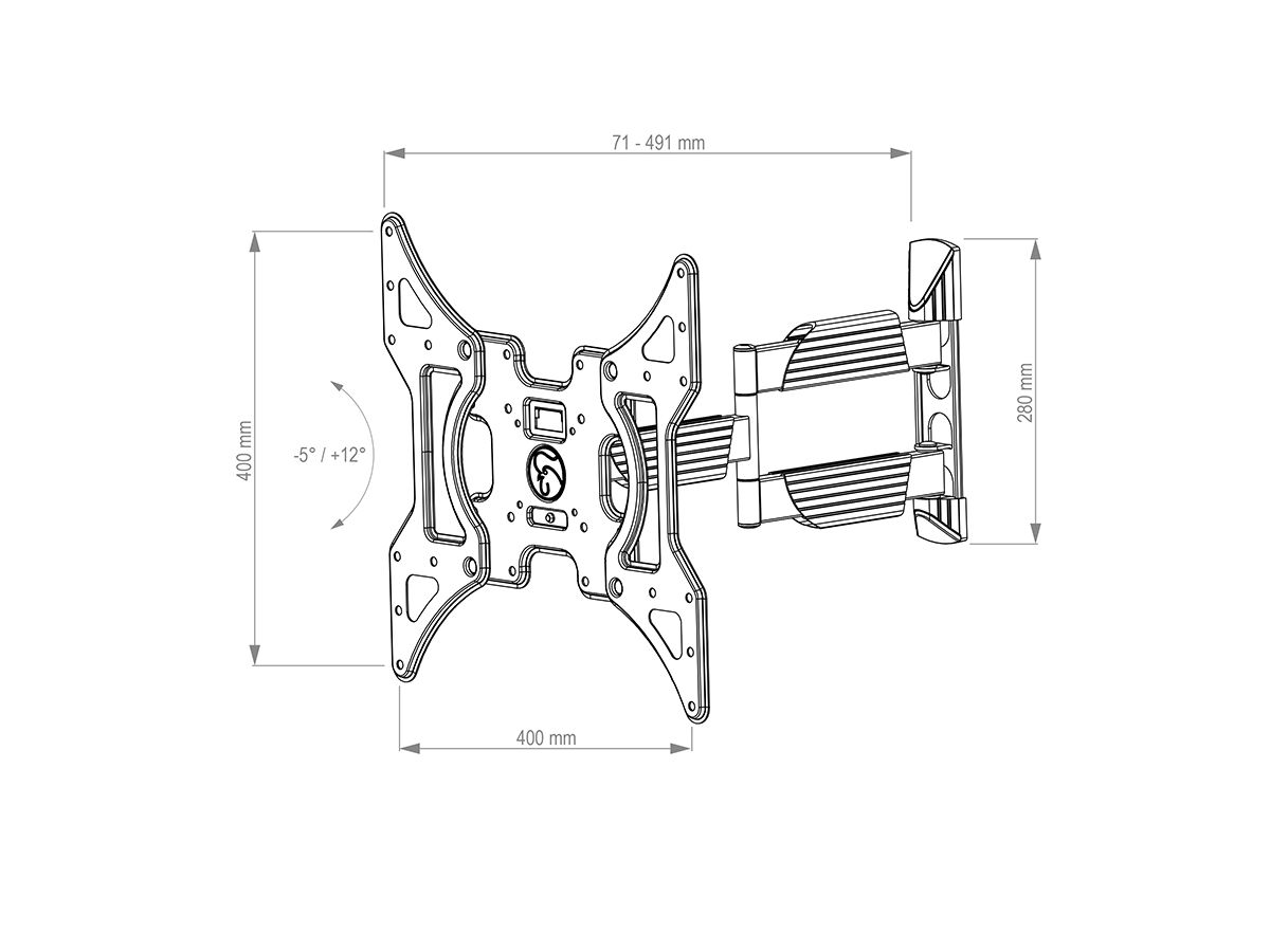 BrackIT M - Fixation mobile 43û50\ Zoll 71û491 mm