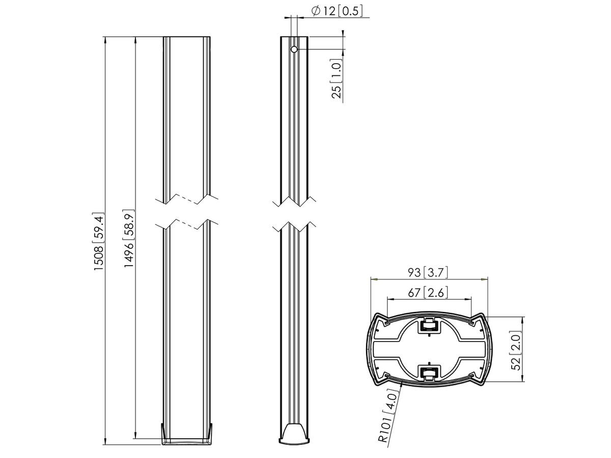 PUC 2515 - Deckenabhängungsprofil L 150 cm, Silber
