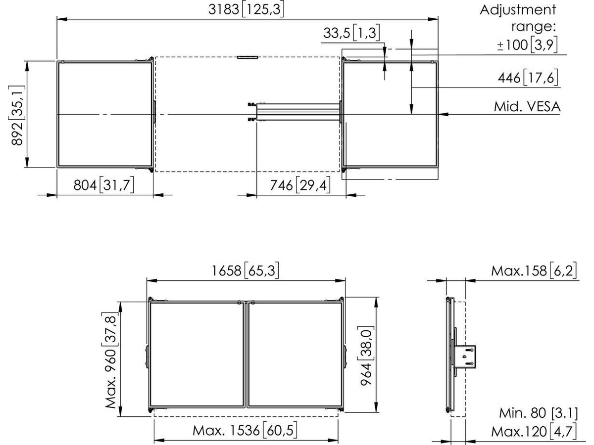 RISE WBS65 - Whiteboard-Set 65" für Rise 4000 Serie
