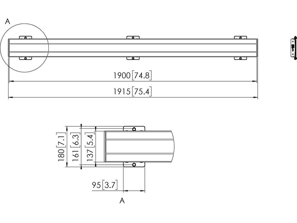 PFB 3419 - Display-Adapterbar 1915 mm, Silber