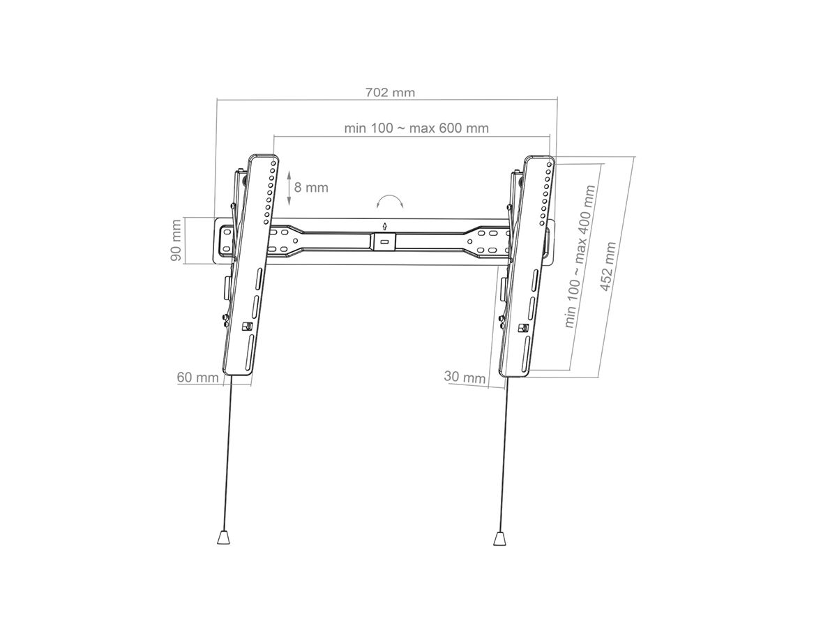 BL Superslim Tilt 600 - Fixation inclinable 55û75\ Zoll