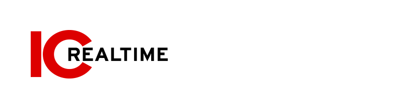 Logo der Firma IC Realtime - Das IC ist rot , Realtime ist in schwarzer Schrift
