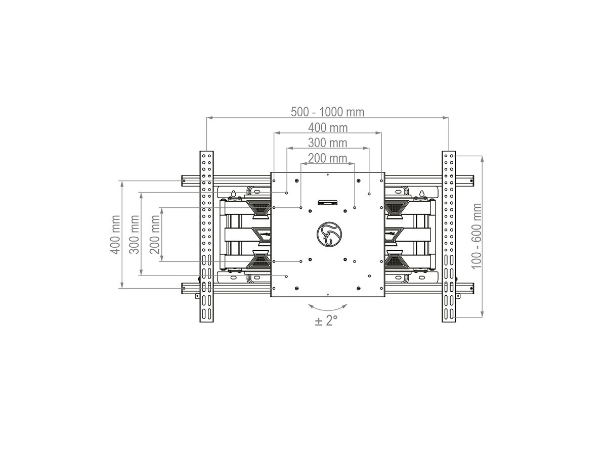 BrackIT XXL HD II - Fixation inclin./pivot 65û98\ Zoll VESA
