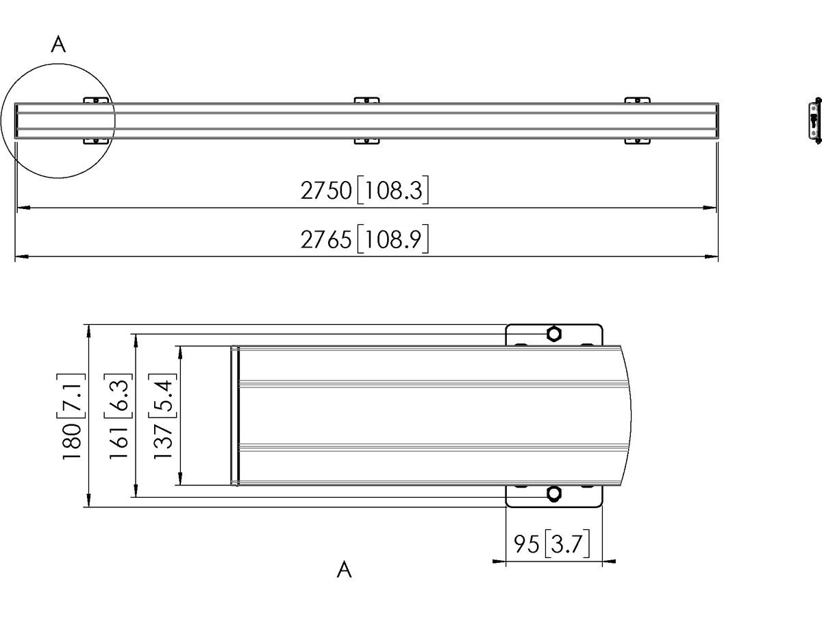 PFB 3427 - Barre d'interface 2765 mm, noir