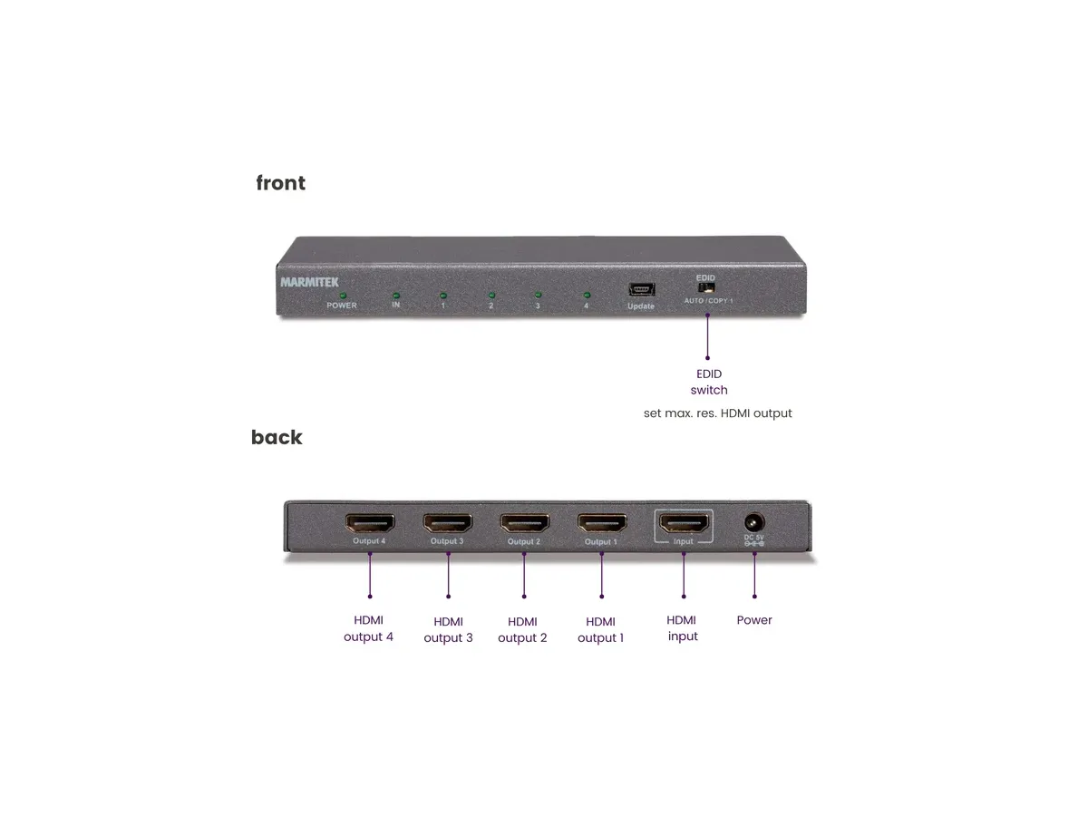 Split 614 UHD 2.0 - HDMI splitter , 1 in / 4 out , 3D , 4K60